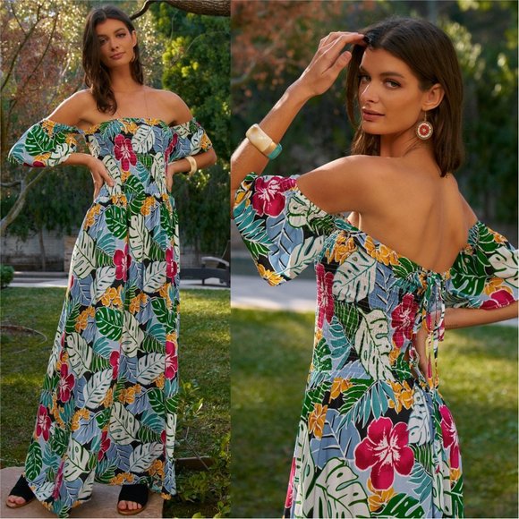 Dresses & Skirts - Floral Print Off-The-Shoulder Maxi Dress